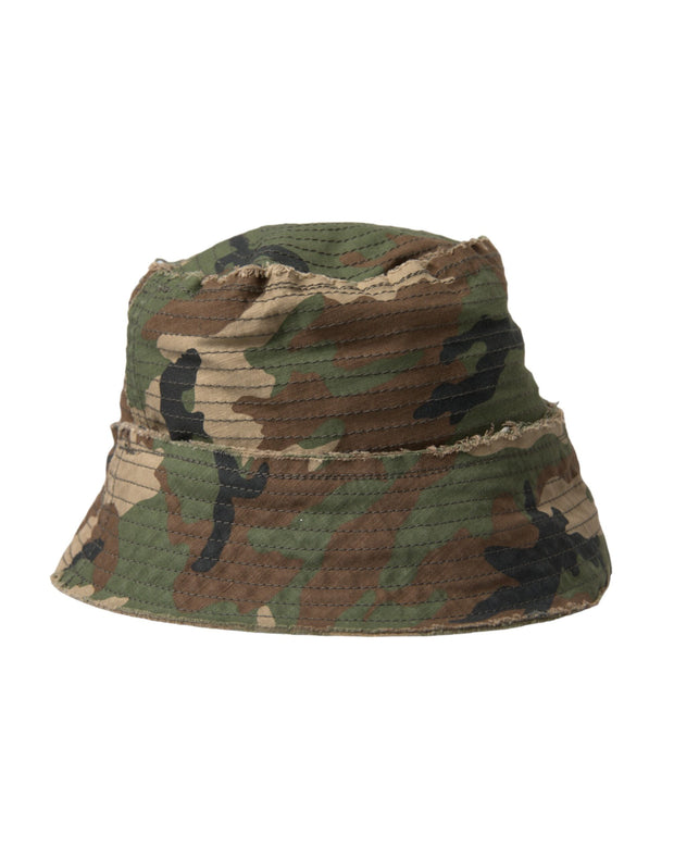 Green Camouflage Cotton Bucket Hat Men Dolce & Gabbana