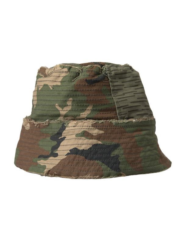 Green Camouflage Cotton Bucket Hat Men Dolce & Gabbana