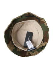 Green Camouflage Cotton Bucket Hat Men Dolce & Gabbana