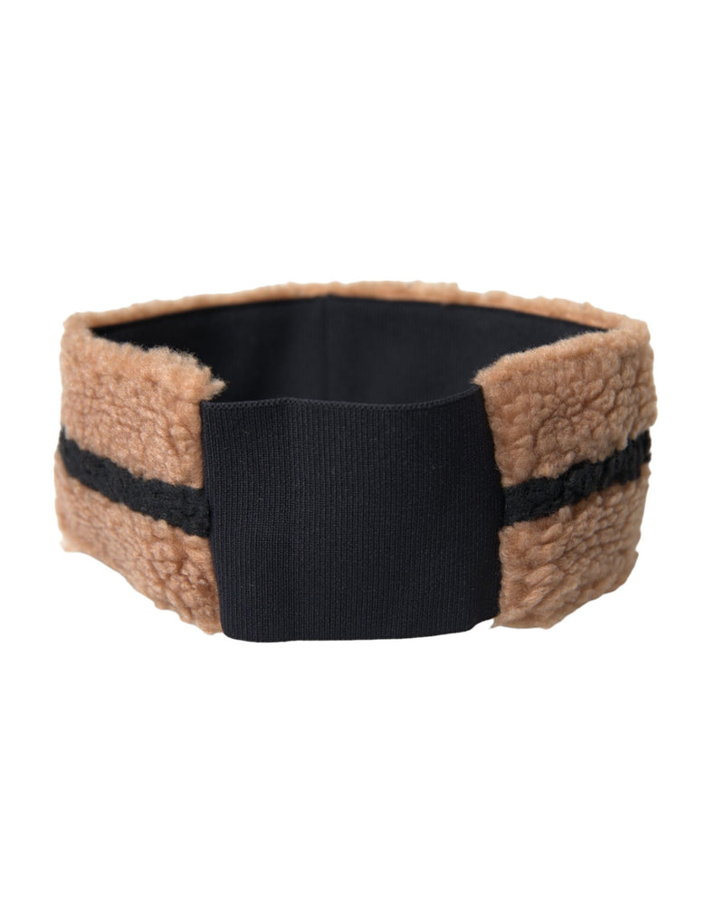 Brown Black Fleece Wool Head Band Hat Men Dolce & Gabbana