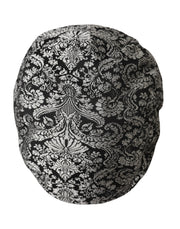 Black Silver Floral Jacquard Newsboy Hat Men Dolce & Gabbana