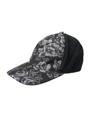 Black Silver Floral Print Baseball Hat Men Dolce & Gabbana