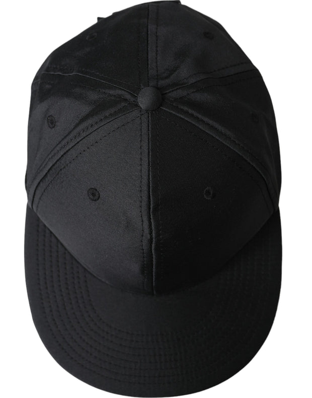 Black Silk Cotton Logo Baseball Hat Men Dolce & Gabbana