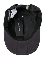 Black Silk Cotton Logo Baseball Hat Men Dolce & Gabbana