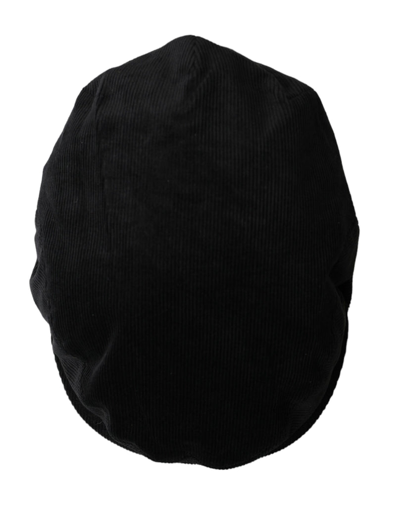 Black Corduroy Crown Newsboy Hat Men Dolce & Gabbana