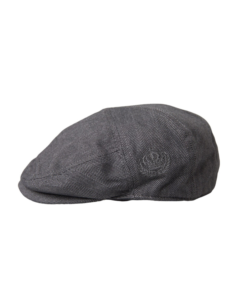 Gray Herringbone Crown Newsboy Hat Men Dolce & Gabbana