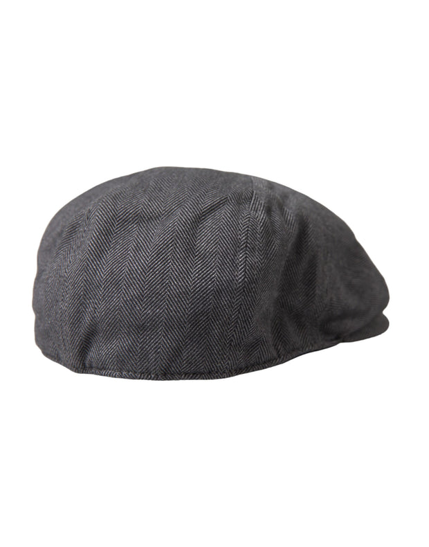 Gray Herringbone Crown Newsboy Hat Men Dolce & Gabbana