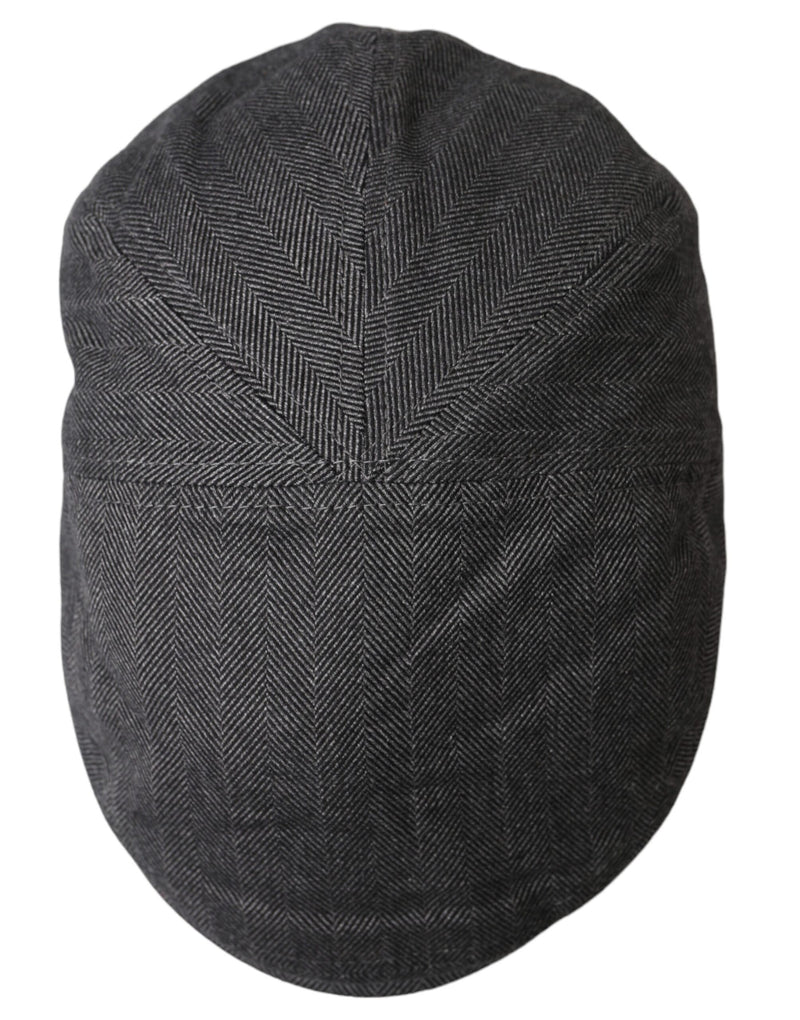 Gray Herringbone Crown Newsboy Hat Men Dolce & Gabbana