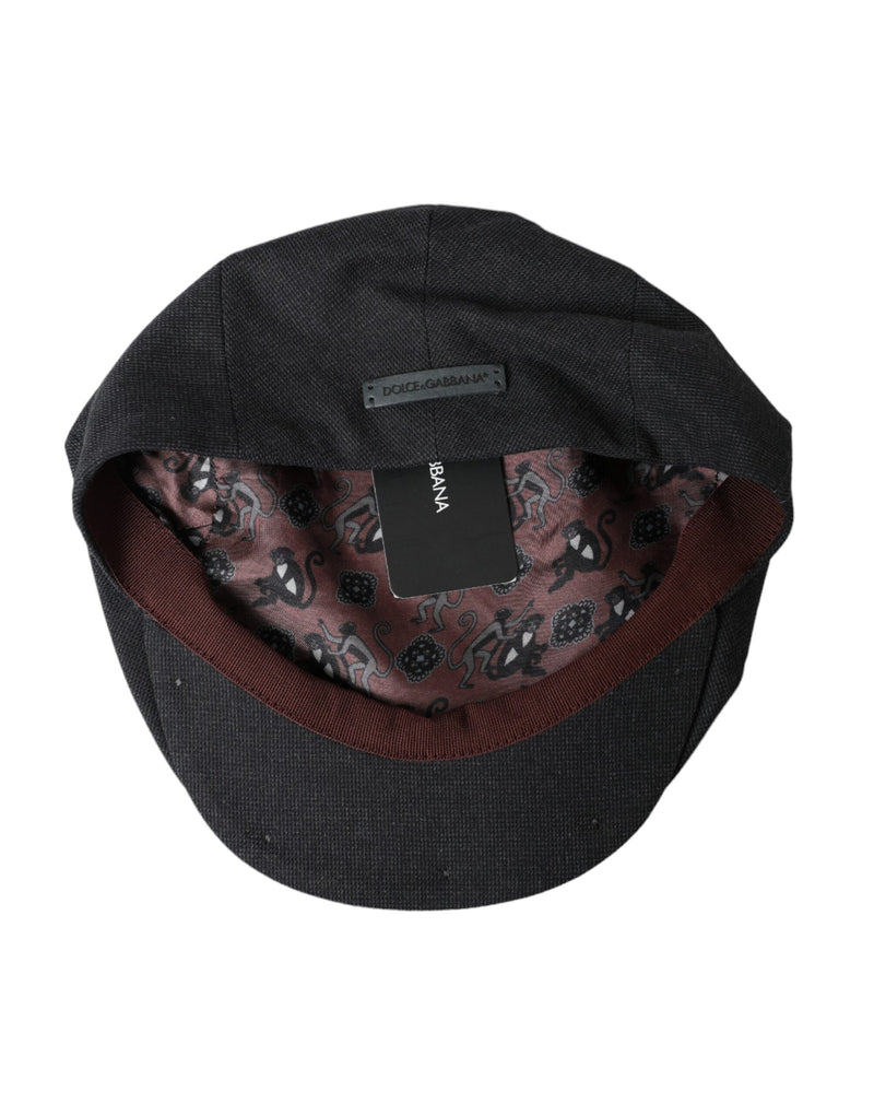 Gray Cotton Cloth Newsboy Hat Men Dolce & Gabbana