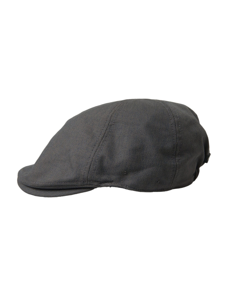 Dark Gray Nylon Cloth Newsboy Hat Men Dolce & Gabbana