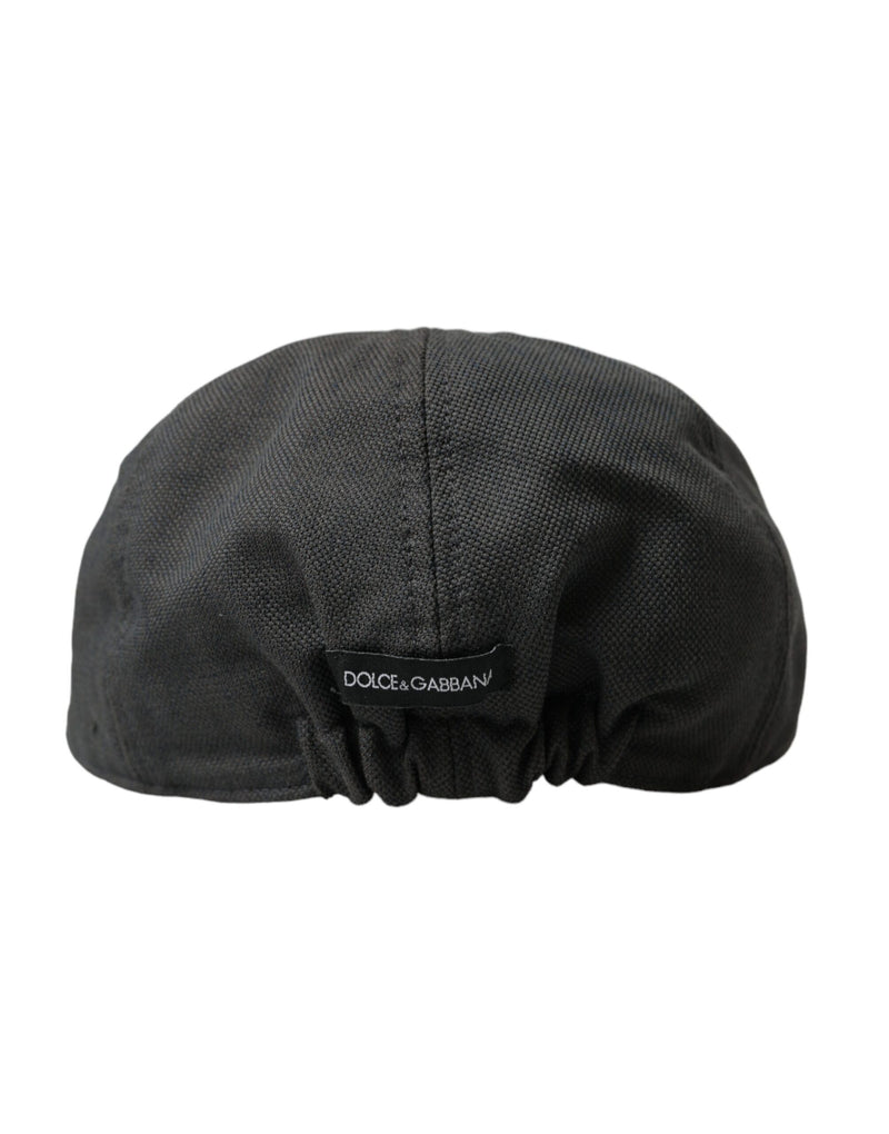 Dark Gray Nylon Cloth Newsboy Hat Men Dolce & Gabbana