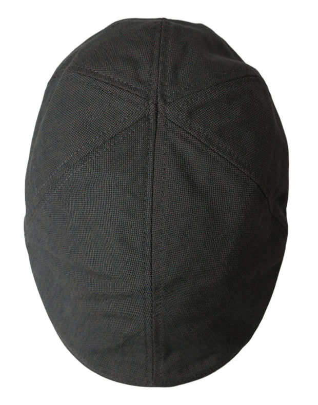 Dark Gray Nylon Cloth Newsboy Hat Men Dolce & Gabbana