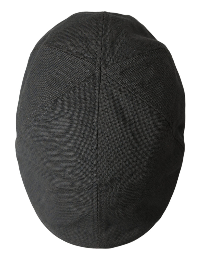 Dark Gray Nylon Cloth Newsboy Hat Men Dolce & Gabbana