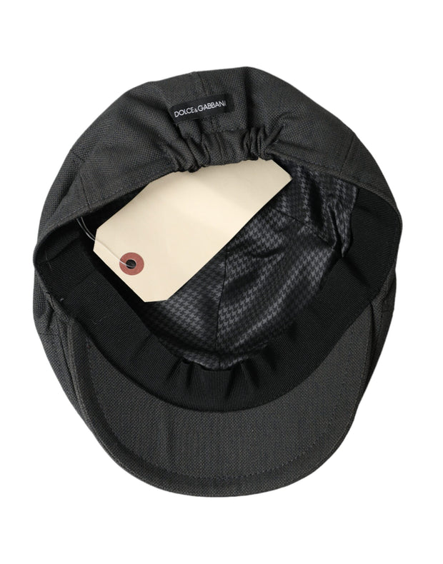 Dark Gray Nylon Cloth Newsboy Hat Men Dolce & Gabbana