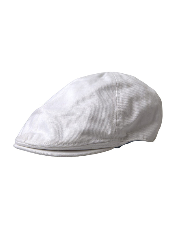 White Cotton Cloth Newsboy Hat Men Dolce & Gabbana