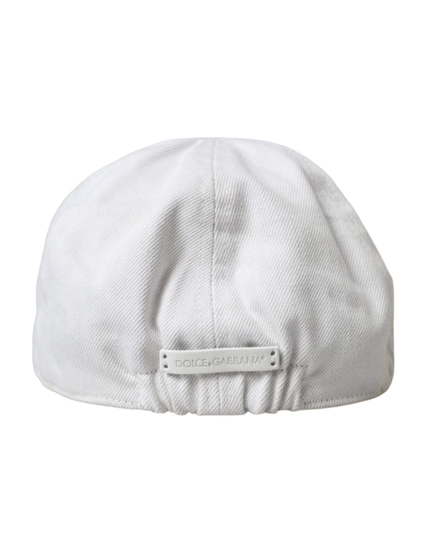 White Cotton Cloth Newsboy Hat Men Dolce & Gabbana