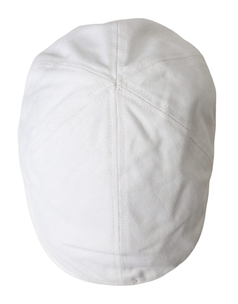 White Cotton Cloth Newsboy Hat Men Dolce & Gabbana