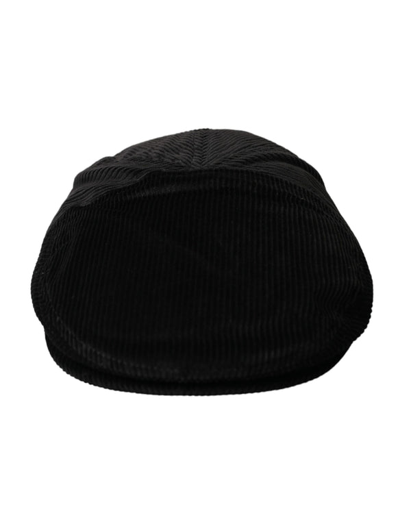 Black Corduroy Crown Newsboy Hat Men Dolce & Gabbana