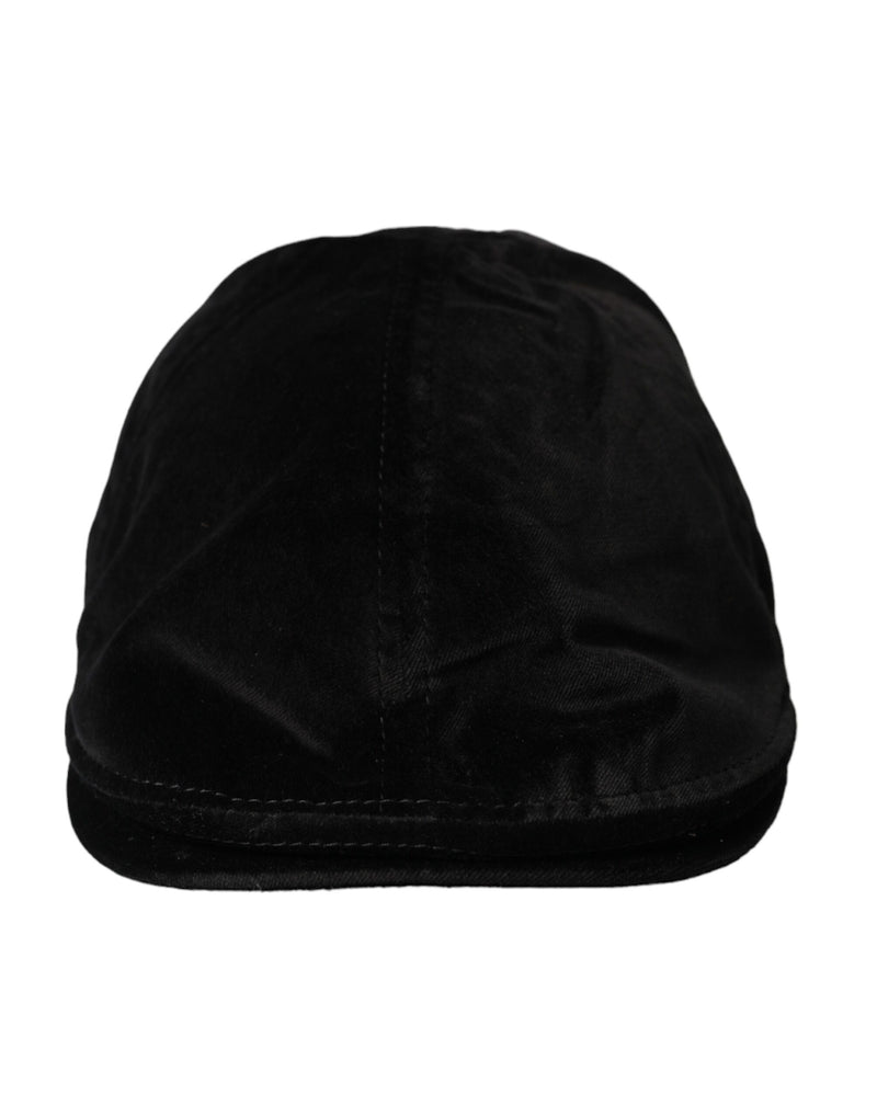 Black Crown Cotton Newsboy Hat Men Dolce & Gabbana