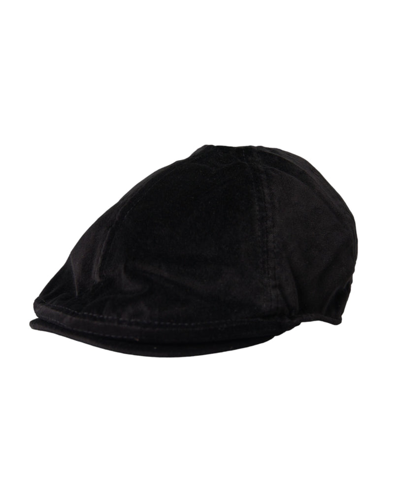 Black Crown Cotton Newsboy Hat Men Dolce & Gabbana