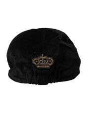 Black Crown Cotton Newsboy Hat Men Dolce & Gabbana