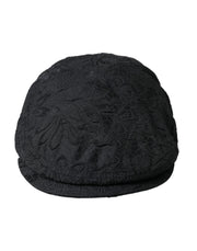 Black Floral Brocade Newsboy Hat Men Dolce & Gabbana