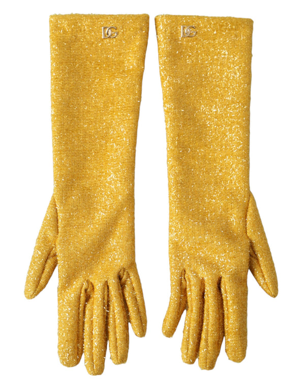 Gold Lurex Fantasia Mid Arm Length Gloves Dolce & Gabbana