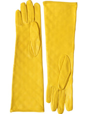 Gold Leather Quilted Mid Arm Length Gloves Dolce & Gabbana