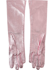 Pink Laminated Logo Mid Arm Length Gloves Dolce & Gabbana