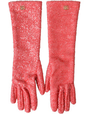 Pink Lurex Fantasia Mid Arm Length Gloves Dolce & Gabbana