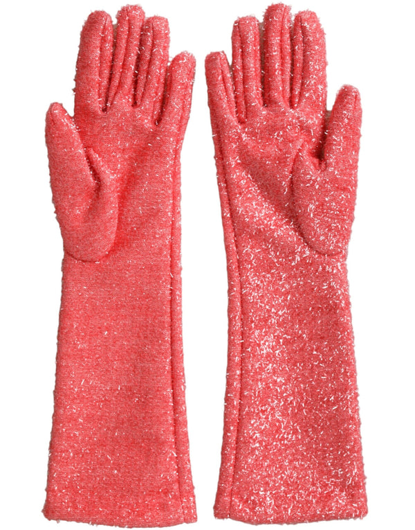 Pink Lurex Fantasia Mid Arm Length Gloves Dolce & Gabbana