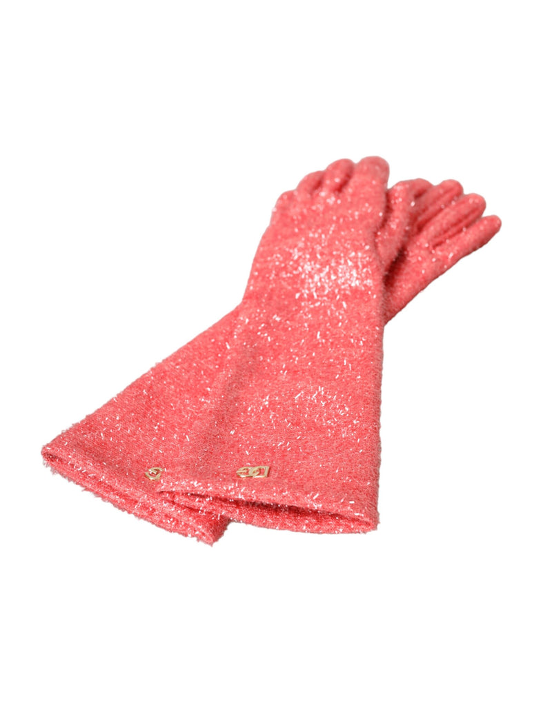 Pink Lurex Fantasia Mid Arm Length Gloves Dolce & Gabbana