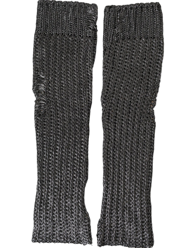 Gray Viscose Knitted Finger Less Gloves Dolce & Gabbana