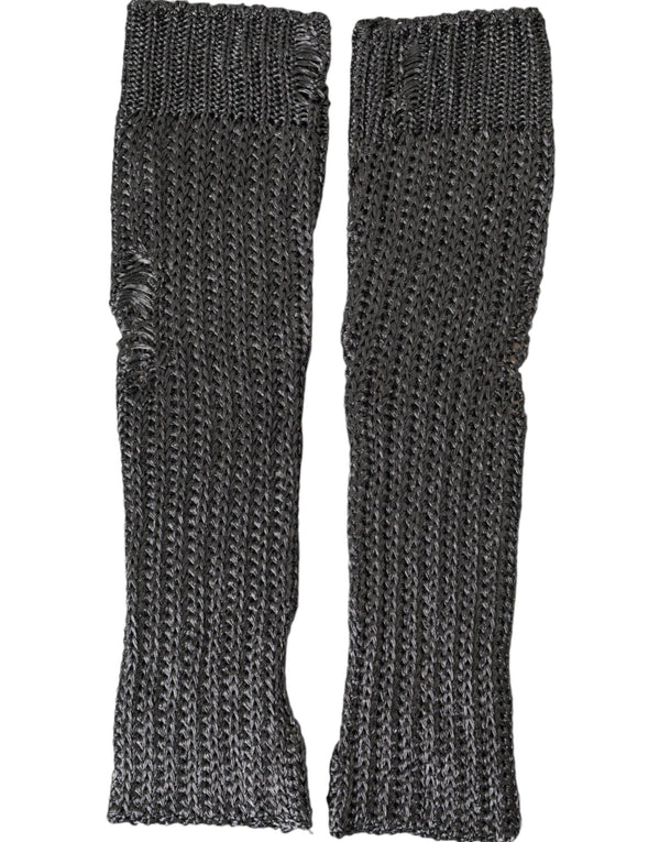 Gray Viscose Knitted Finger Less Gloves Dolce & Gabbana