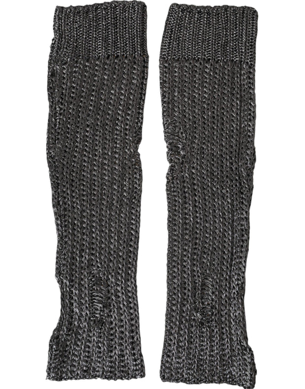 Gray Viscose Knitted Finger Less Gloves Dolce & Gabbana