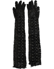 Black Taormina Lace Elbow Length Gloves Dolce & Gabbana