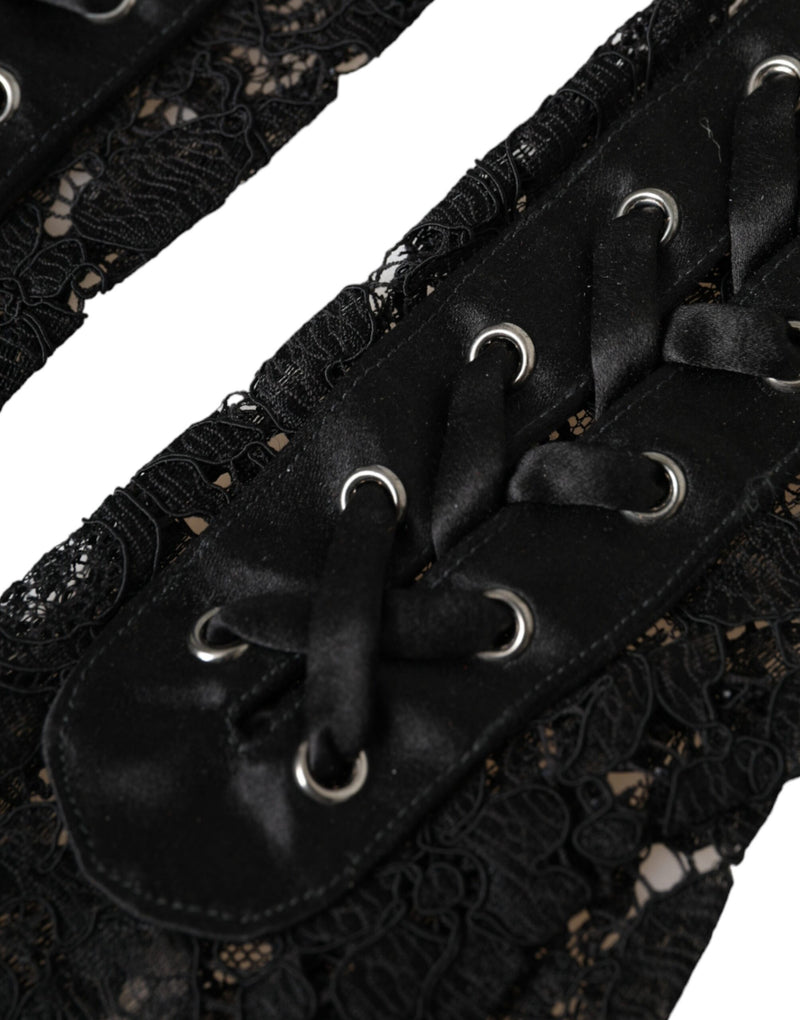 Black Taormina Lace Elbow Length Gloves Dolce & Gabbana