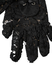 Black Taormina Lace Elbow Length Gloves Dolce & Gabbana