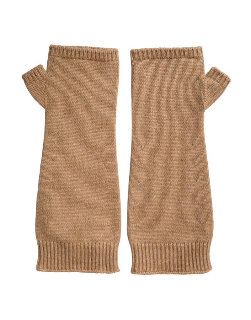 Brown Cashmere Knitted Finger Less Gloves Dolce & Gabbana