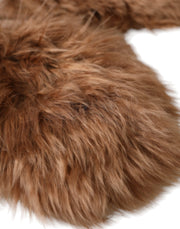 Brown Cashmere Knitted Fur Mid Arm Mitten Gloves Dolce & Gabbana