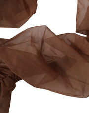 Brown Nylon Finger Less Elbow Long Arms Gloves Dolce & Gabbana