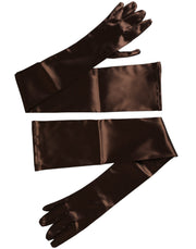 Brown Acetate Satin Elbow Length Gloves Dolce & Gabbana