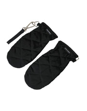 Black Quilted Nylon Wrist Length Mitten Gloves Dolce & Gabbana