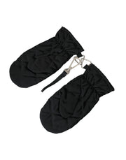 Black Quilted Nylon Wrist Length Mitten Gloves Dolce & Gabbana