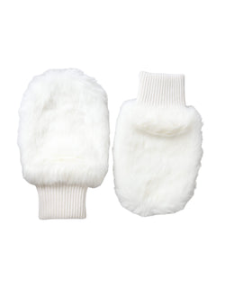 White Acrylic Knitted Fur Wrist Mitten Gloves Dolce & Gabbana