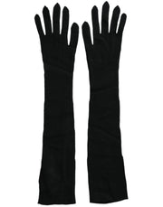 Black Cashmere Knitted Elbow Length Gloves Dolce & Gabbana