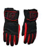 Black Red Nylon Wrist Length Gloves Dolce & Gabbana