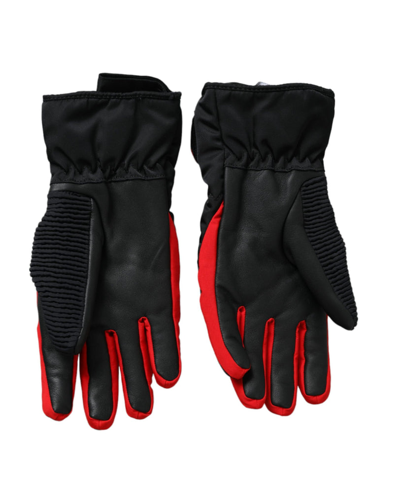 Black Red Nylon Wrist Length Gloves Dolce & Gabbana