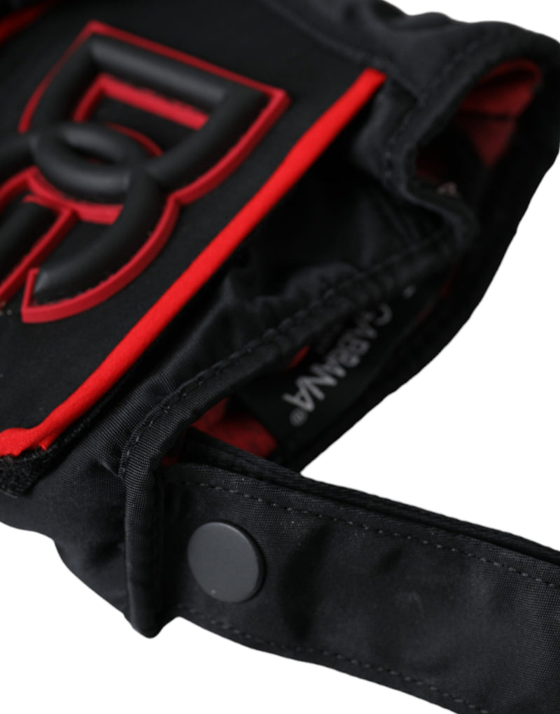 Black Red Nylon Wrist Length Gloves Dolce & Gabbana