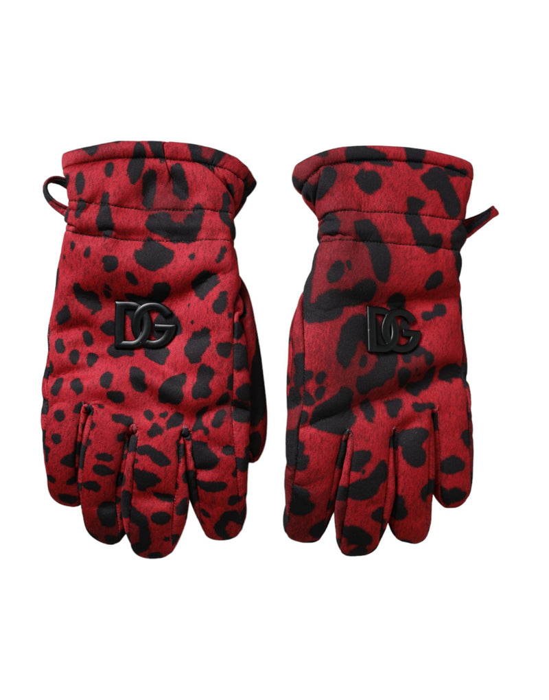 Red Leopard Logo Wrist Length Gloves Dolce & Gabbana